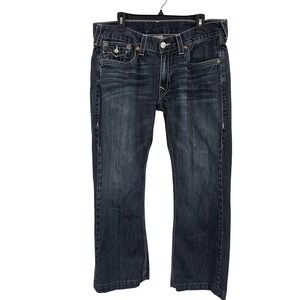 True Religion Jeans Men 36x30 Blue Medium Wash Boot Cut Flap Pocket Y2K USA